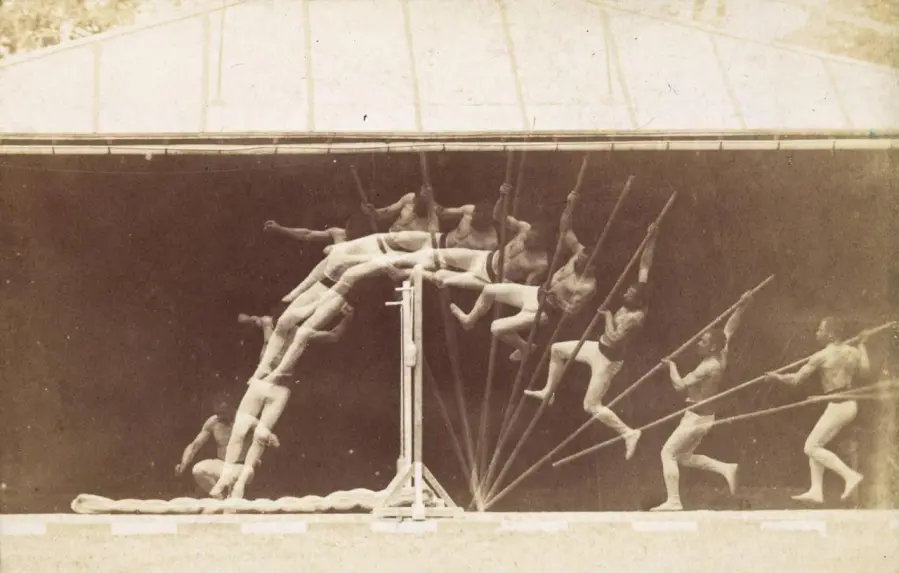 Etienne-Jules Marey. Chronophotographic Study of Man Pole Vaulting. 1890.